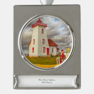 Holzinseln Leuchtturm Banner-Ornament Silber