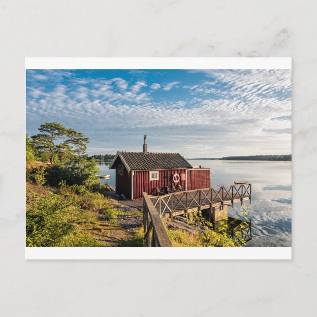 Holzische Hütte an der Ostseeküste Schwedens Postkarte (Vorderseite)
