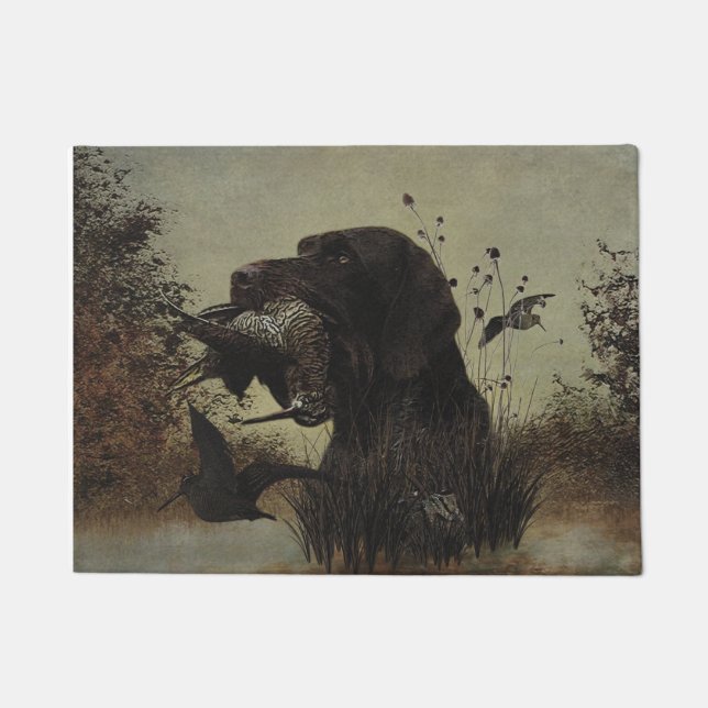 Holzjagd mit deutschem Drahthaar Pointer Fußmatte (Vorderseite)