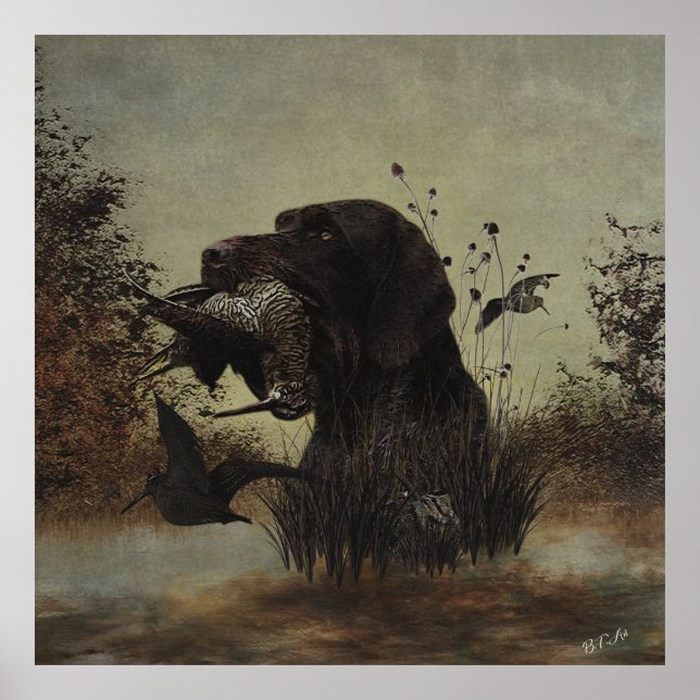 Holzjagd mit deutschem Drahthaar Pointer Poster (Vorne)