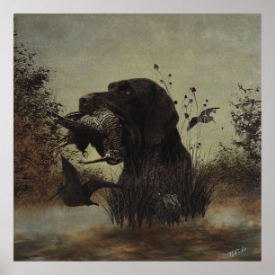 Holzjagd mit deutschem Drahthaar Pointer Poster