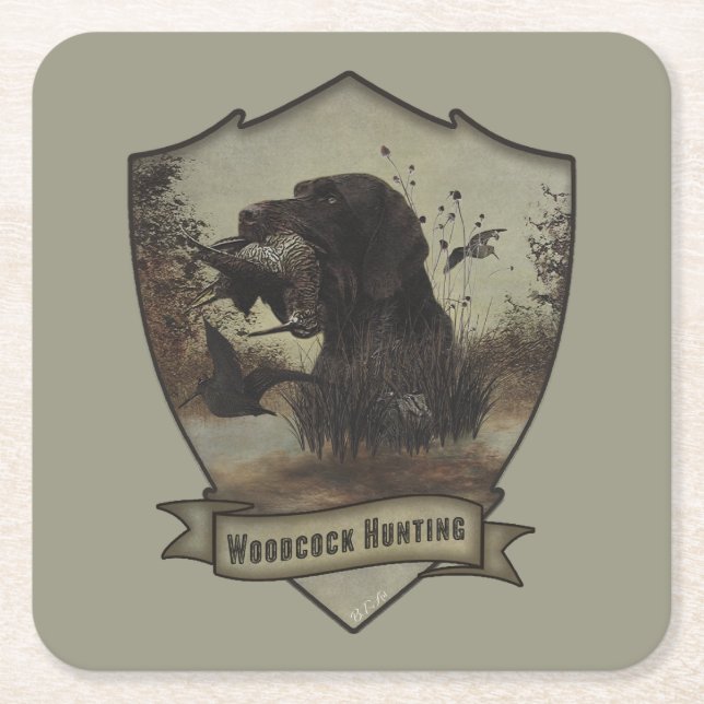 Holzjagd mit deutschem Drahthaar Pointer Rechteckiger Pappuntersetzer (Vorderseite)