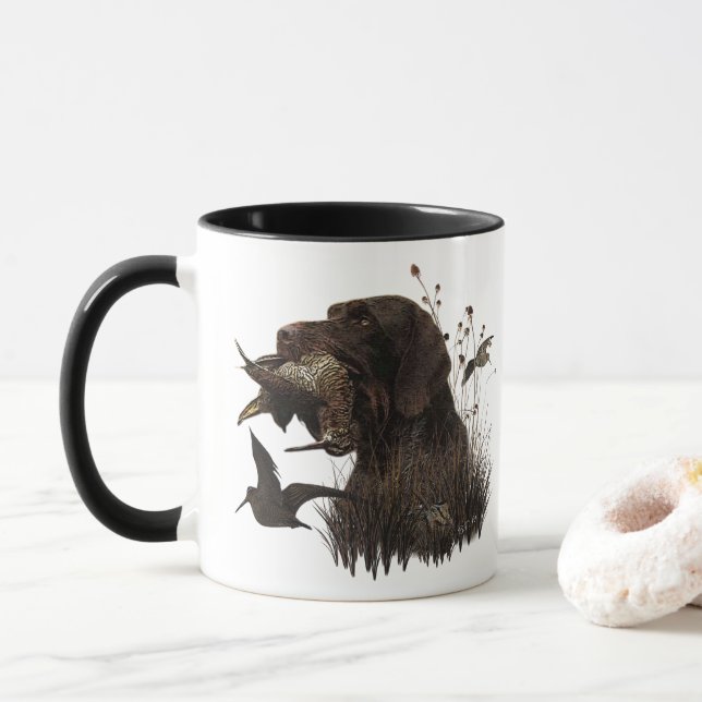 Holzjagd mit deutschem Drahthaar Pointer Tasse (Mit Donut)
