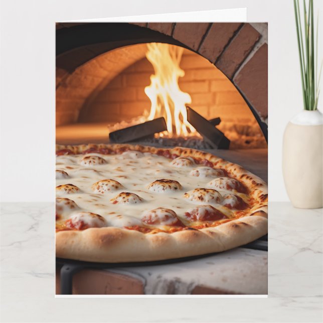 HOLZKARTE PIZZA BIRTHDAY FUNNY GREETING CARD KARTE (Vorderseite)
