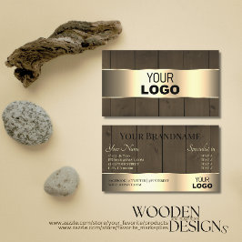 Holzkarten Braunes Holzkorn-Logo Gold-Dekoration Visitenkarte