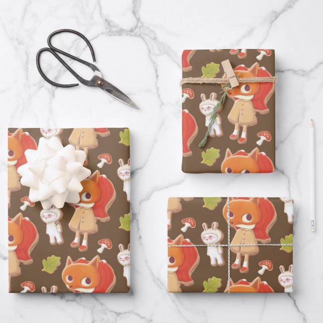 Holzkekse Geschenkpapier Set (Vorderseite)