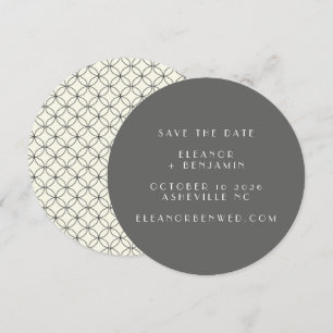 Holzkohle-Creme-Runde Geometrische Moderne Hochzei Save The Date