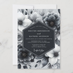 Holzkohle-düstere Anemone-Hochzeit Einladung