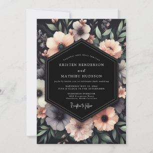 Holzkohle Düstere Anemone Hochzeit Einladung