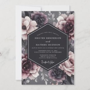 Holzkohle Düstere Flora Hochzeit Einladung
