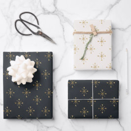 Holzkohle, Elfenbeinküste und Gold Snow Star Weihn Geschenkpapier Set