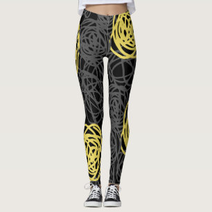 Holzkohle, Gelb und schwarzes modernes Leggings