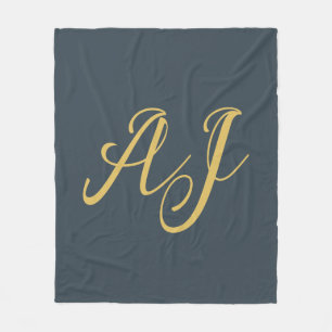 Holzkohle-Gold-Farb-Monogramm-Professionelle Initi Fleecedecke