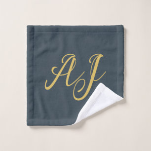 Holzkohle-Gold-Farb-Monogramm-Professionelle-Initi Waschlappen