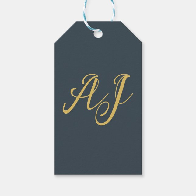 Holzkohle Gold Farbe Monogramm Professionelle Init Geschenkanhänger (Vorderseite)