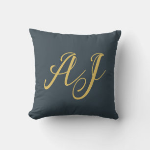 Holzkohle Gold Farbe Monogramm Professionelle Init Kissen