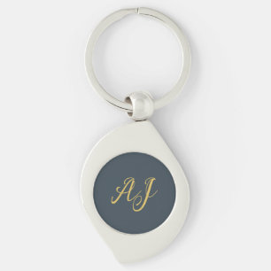 Holzkohle Gold Farbe Monogramm Professionelle Init Schlüsselanhänger