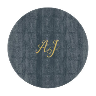 Holzkohle Gold Farbe Monogramm Professionelle Init Schneidebrett