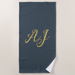 Holzkohle Gold Farbe Monogramm Professionelle Init Strandtuch
