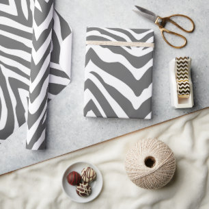 Holzkohle, grau und weiß Zebra Streifen Tierdruck Geschenkpapier