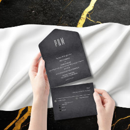 Holzkohle Kreide Minimalistisch Elegante Schrift All In One Einladung