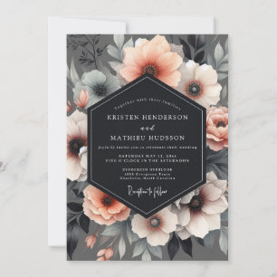 Holzkohle Leuchtende Flora Hochzeit Einladung