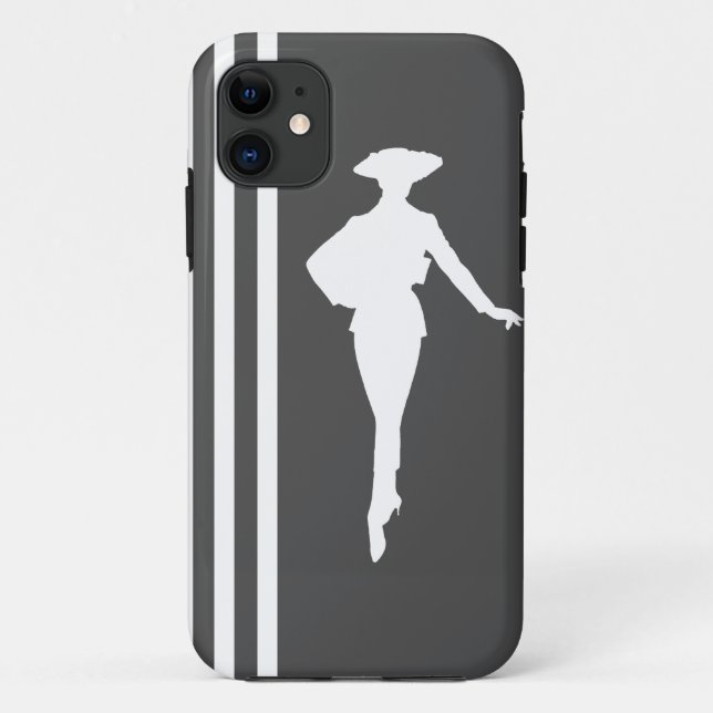 Holzkohle Moderne Streifen mit Mode-Silhouette Case-Mate iPhone Hülle (Rückseite)