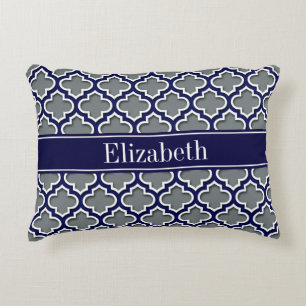 Holzkohle Navy Wht Moroccan #5DS Navy Name Monogra Zierkissen