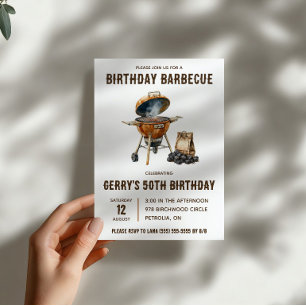 Holzkohle-Raucher Barbeque Geburtstag Einladung
