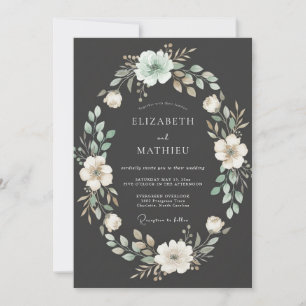 Holzkohle-Salbei-Blumen-Hochzeit Einladung