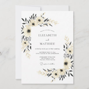 Holzkohle Serene Minimalistische Hochzeit Einladung