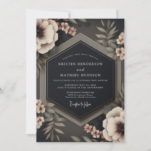 Holzkohle-Taupe-Dämmerungs-Hochzeit Einladung