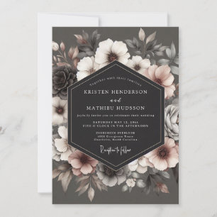 Holzkohle Umbral Bloom Hochzeit Einladung