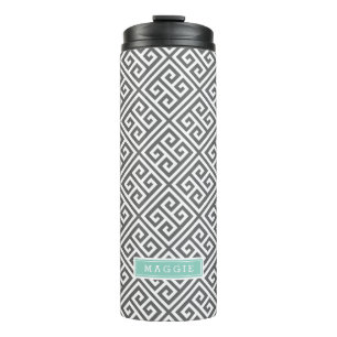 Holzkohle und Aqua-Monogramm Thermosbecher