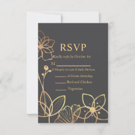 Holzkohle und Goldhochzeit RSVP Karte