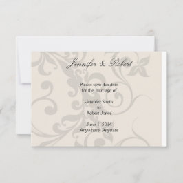 Holzkohle und Ivory Filigree Wedding retten das Da Save The Date