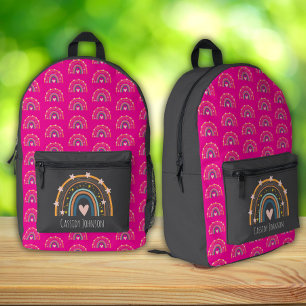 Holzkohle und rosa Regenbogenkinder Bedruckter Rucksack