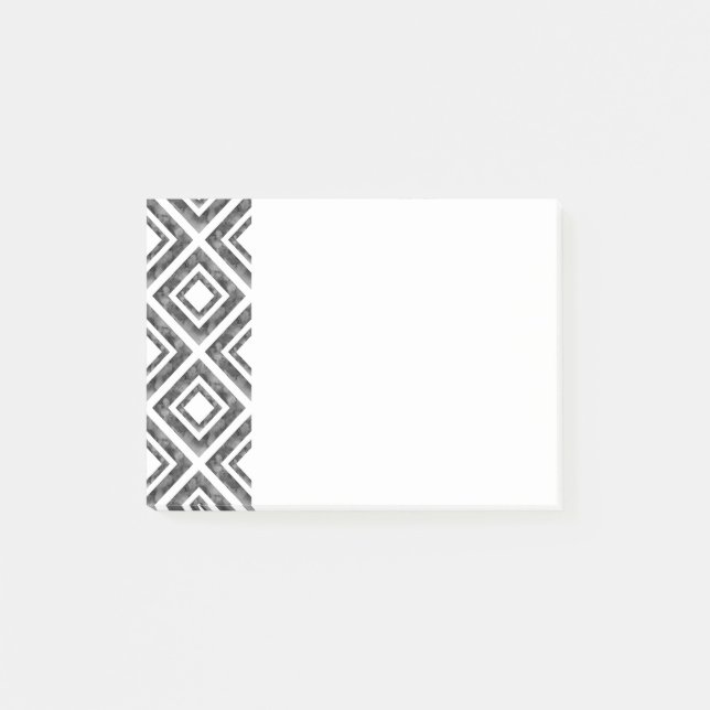 Holzkohle Weiße Wasserfarbe Diamantgeometrisch Post-it Klebezettel (Vorderseite)
