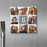 Holzkohle Weißes 8-Fotomaterial Custom Monogram Magnet<br><div class="desc">Für dieses Design können Sie 8 quadratische oder Instagram-Fotos verwenden. Verwenden Sie 8 quadratische Foto,  um ein einzigartiges und persönliches Geschenk zu kreieren. Oder man behalte den Hipster Welpe und macht einen trendigen Sake. Wenn Sie die Bilder anpassen müssen,  klicken Sie auf das Werkzeug anpassen,  um Änderungen vorzunehmen.</div>