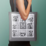 Holzkohle Weißes 8-Fotomaterial Custom Monogram Tasche<br><div class="desc">Sie können alle Foto für dieses Design verwenden. Verwenden Sie 8 quadratische Foto,  um ein einzigartiges und persönliches Geschenk zu kreieren. Oder man behalte den Hipster Welpe und macht einen trendigen Sake. Wenn Sie die Bilder anpassen müssen,  klicken Sie auf das Werkzeug anpassen,  um Änderungen vorzunehmen.</div>