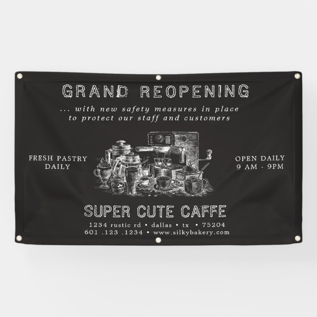 Holzkohlecafé-Großbanner zur Wiedereröffnung Banner (Horizontal)