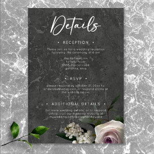 Holzkohlegrau Elegante Florale Moderne Hochzeit Begleitkarte
