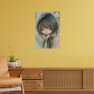 Holzkohlegrau gotische fantastische Mädchen-Kunstp Poster