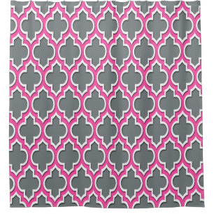 Holzkohlegrau Hot Pink Weiß XL Marokkanisch #4DS Duschvorhang