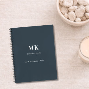 Holzkohlegrau Name Monogramm Notizbuch