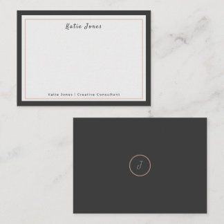 Holzkohlegrau Roségold Signatur Monogramm Logo Mitteilungskarte