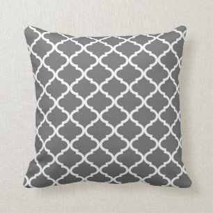 Holzkohlen-Grau Quatrefoil dekoratives Kissen