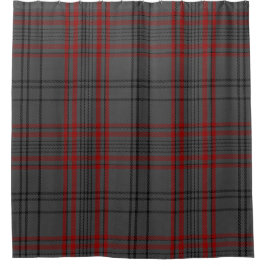 Holzkohlen-Grauroter schwarzer Tartan-karierter Duschvorhang