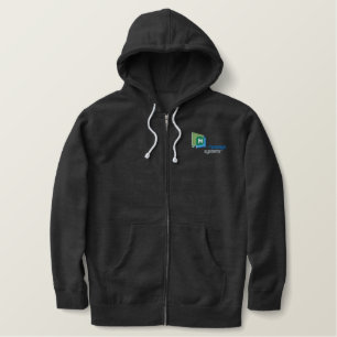 Holzkohlen-Heide-ZipHoodie Bestickter Hoodie