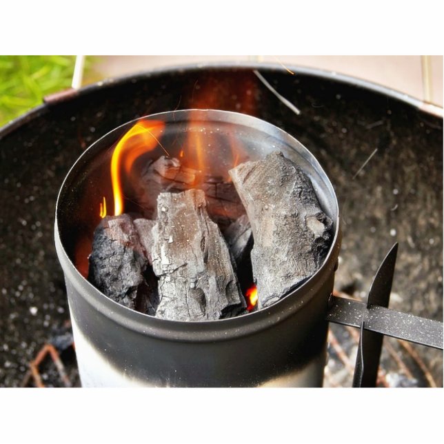 Holzkohlen-Kamin-Starter Freistehende Fotoskulptur (Vorne)
